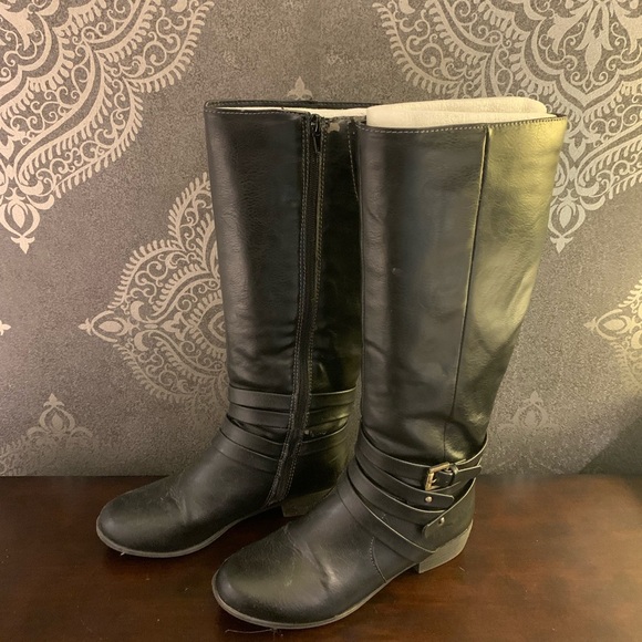 6.5 Natural Soul Black Riding Boots - Picture 1 of 9